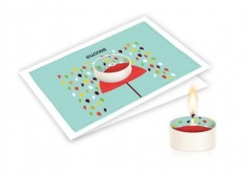 Candle card - Wenskaart met Theelicht  Succes  Wenskaart   Brievenbus