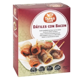 TAPAS CLUB DÁTILES CON BACON - 6 x ca. 48st