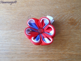 Lintbloem, wit, met rood en rood/wit/blauwe bloem.