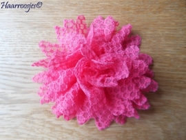 Haarbloem, fuchsia roze met wavelstructuur.