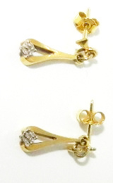 14 karaat geel gouden oorhangers "pincet met diamant"