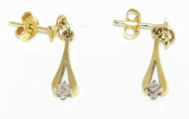 14 karaat geel gouden oorhangers "pincet met diamant"