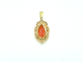 14 karaat rosé gouden hanger met camee