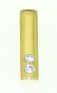 gouden hanger staafvormig met twee zirconia's