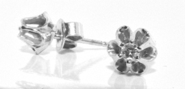 Wit gouden oorsteker met  2 briljant geslepen diamanten met 0,05 karaat