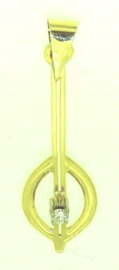 gouden hanger steel en bloemvormig met diamant