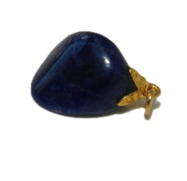 Edelsteen donker blauw sodaliet  hanger met verguld oogje