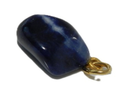 Edelsteen donker blauw sodaliet  hanger met verguld oogje