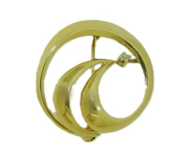 14 karaat geel Gouden broche met diamant model BANANEN