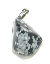 Edelsteen hangertje zwart obsidiaan met verzilverd oogje