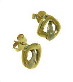 14 karaat geel gouden oorknoppen met diamant