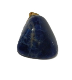 Edelsteen donker blauw sodaliet  hanger met verguld oogje