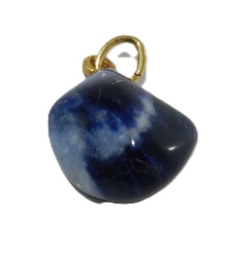 Edelsteen donker blauw sodaliet  hanger met verguld oogje