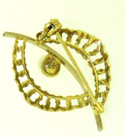 Geel met wit gouden broche model RELIEF OOG MET PAREL
