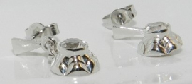 Wit gouden oorstekers hangers met witte steen