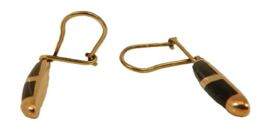 14 karaat geel gouden oorhangers met onyx