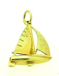 gouden (bedel) hanger  zeilbootje