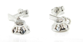 Wit gouden oorstekers hangers met witte steen