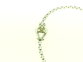 14 karaat Witgouden fantasie armband met geelgoud en diamant
