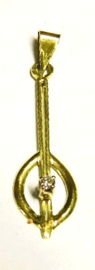 gouden hanger steel en bloemvormig met diamant