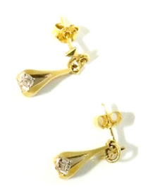 14 karaat geel gouden oorhangers "pincet met diamant"