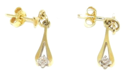 14 karaat geel gouden oorhangers "pincet met diamant"