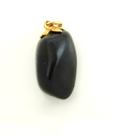 Edelsteen hangertje zwarte onyx met verguld oogje