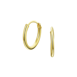 Gouden oorringen diameter 13 mm met 1,3 mm ronde buis