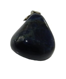 Edelsteen donker blauw sodaliet  hanger met verzilverd oogje