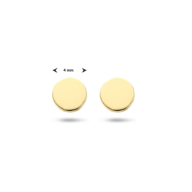 Gouden ronde oorknopjes vlak 4 mm
