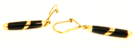 14 karaat geel gouden oorhangers met onyx