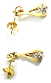 14 karaat geel gouden oorhangers "pincet met diamant"