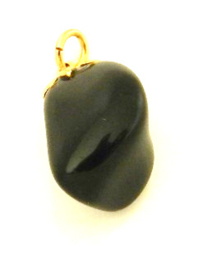 Edelsteen hangertje zwarte onyx met verguld oogje