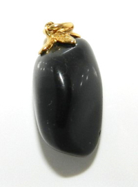 Edelsteen hangertje zwarte onyx met verguld oogje