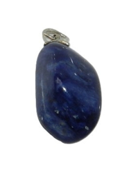 Edelsteen donker blauw sodaliet  hanger met verzilverd oogje