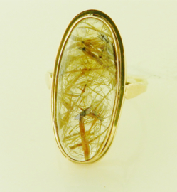 Gouden damesring met rutielquartz