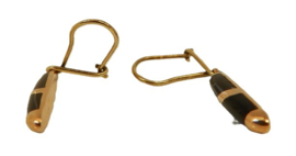 14 karaat geel gouden oorhangers met onyx