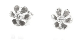 Wit gouden oorsteker met  2 briljant geslepen diamanten met 0,05 karaat