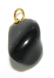 Edelsteen hangertje zwarte onyx met verguld oogje