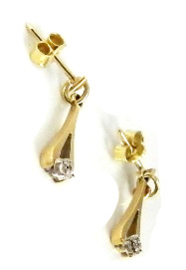 14 karaat geel gouden oorhangers "pincet met diamant"
