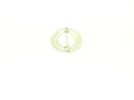 Zilveren broche met zirconia in open cirkel vorm