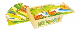 Houten puzzel blokken dierenplezier {L6621/W2/3}