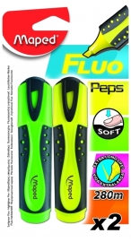 Markeerstift Fluo Pep's soft - geel/groen - op blisterkaart x 2 (M2/2).