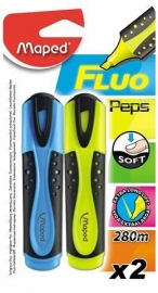 Markeerstift Fluo Pep's Maped geel/blauw op blister x 2 (M1/2).