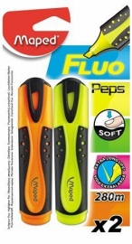 Markeerstift Fluo Pep's Classic Maped - geel/oranje - op blisterkaart x 2 (M2/3)