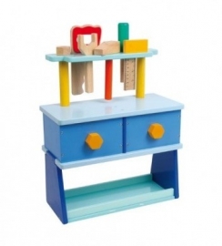 Houten werkbank blauw {L1593/W1/1}