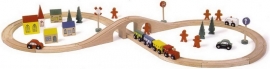 Houten treinrails large, met 46 accessoires {L1090/1/4}