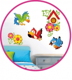 Muurstickers/Decoratiestickers papagaai 3D {L2927/1/3} OP=OP