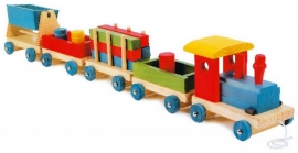 Houten trein Emil met 4 wagons {W2/3}
