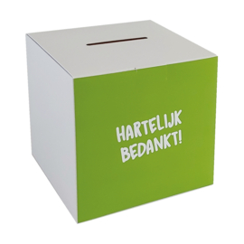 Inzamelbox 'Hartelijk Bedankt' groen